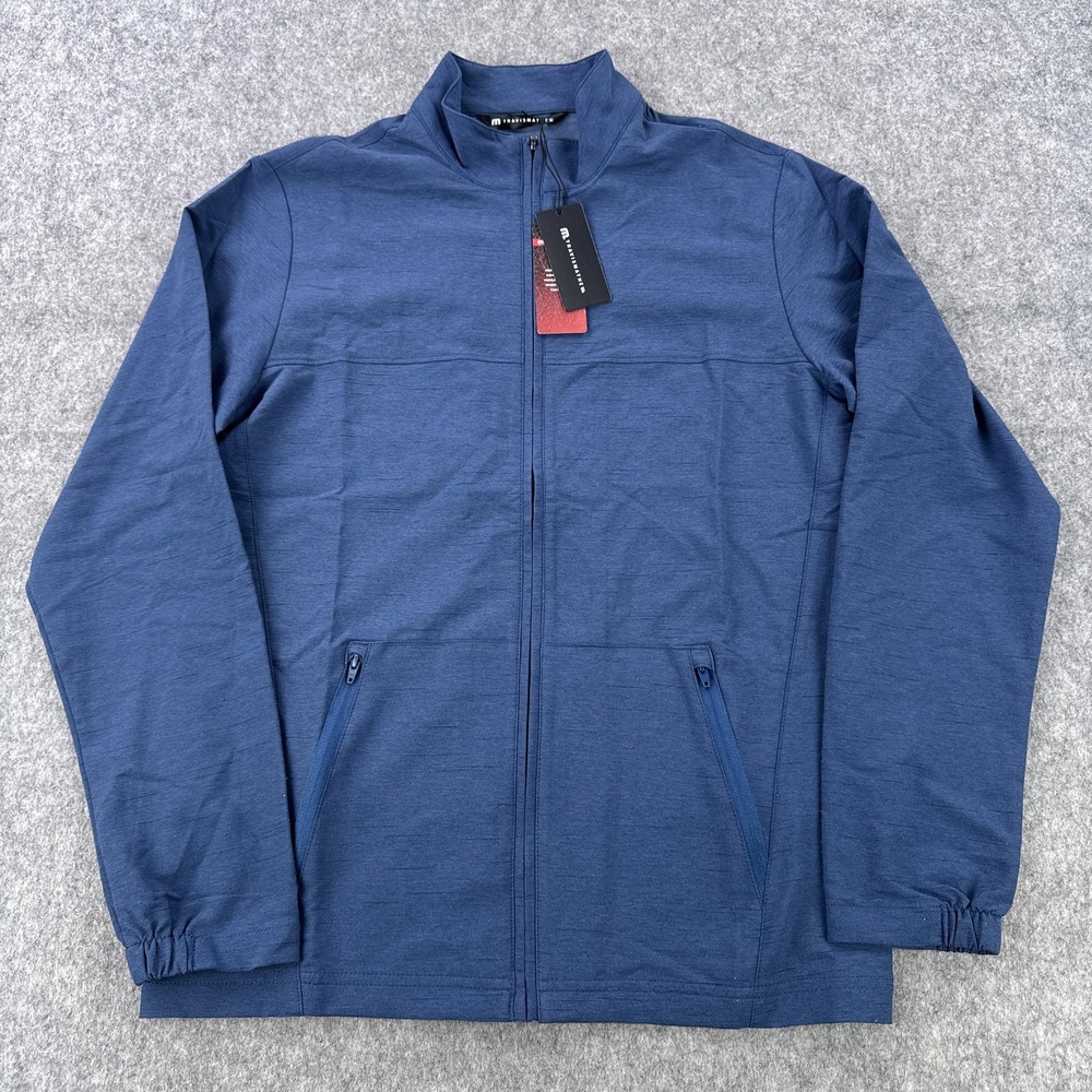 TravisMathew Valley View No Logo Jacket Mens Small Blue Heater Full Zip Golf